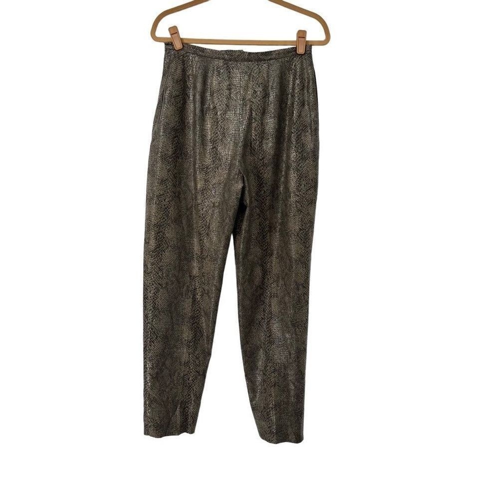 Vintage Harve Benard Dark Green Snakeskin Print High Rise Pants Womens 10 - Picture 7 of 7